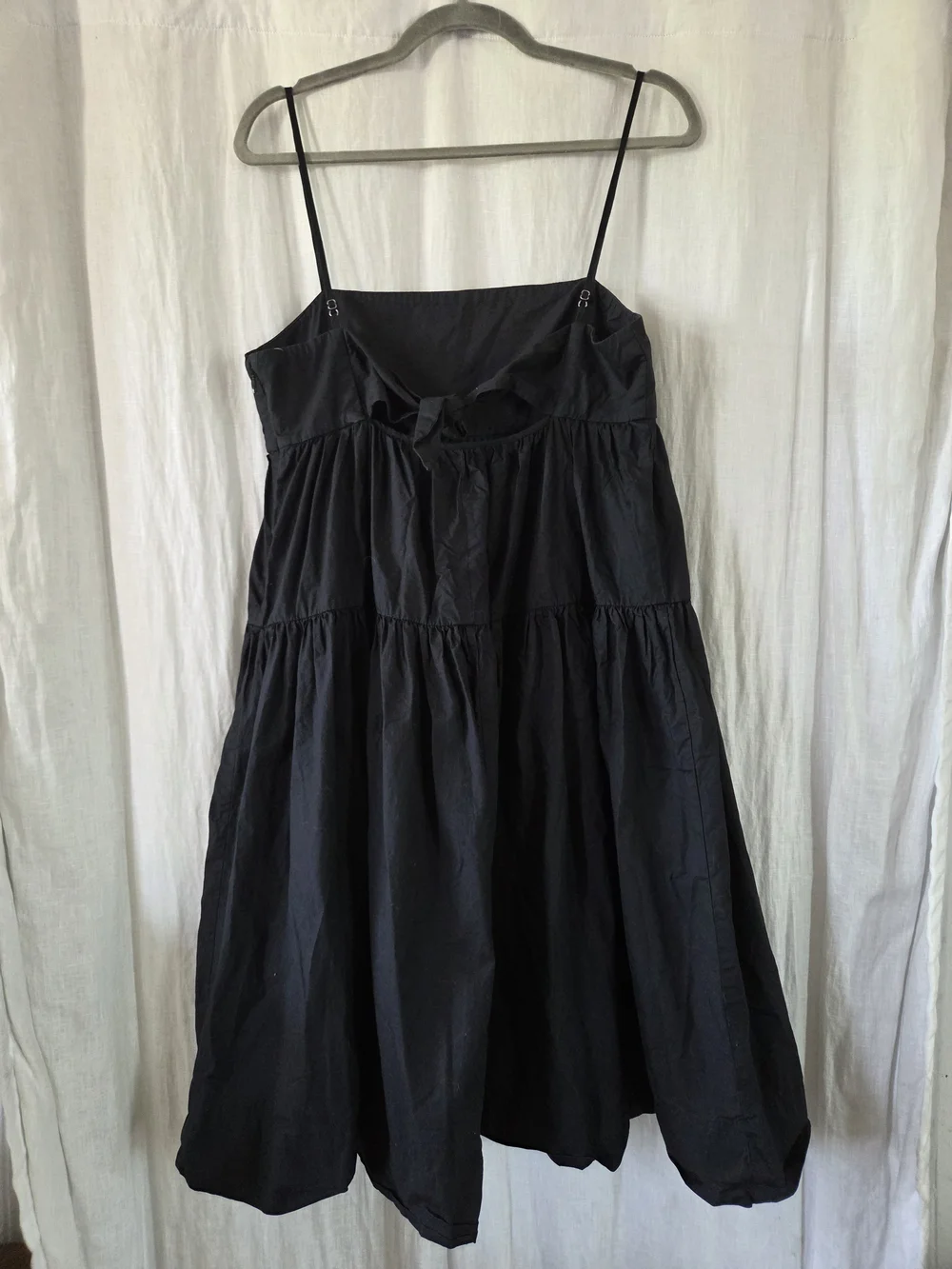 J. Crew | Black Spaghetti Strap Tiered Midi Dress